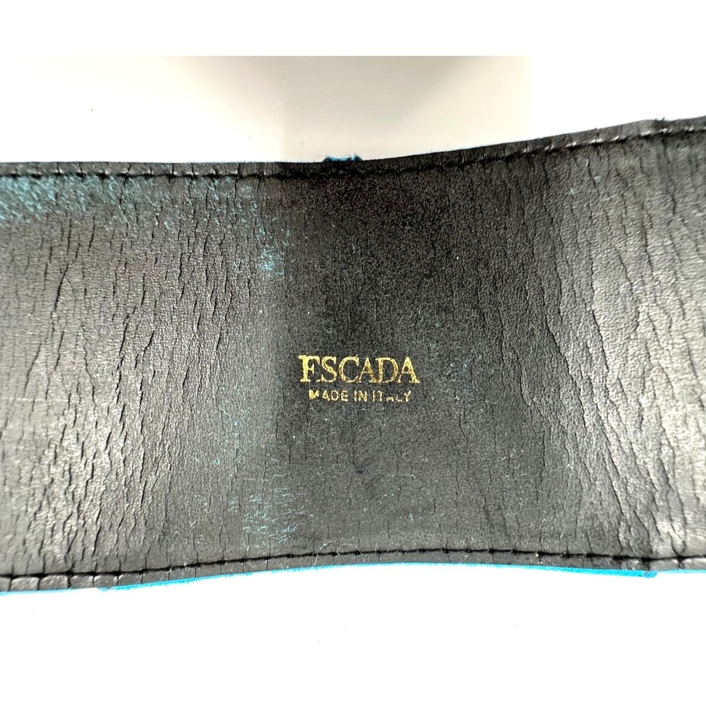 Escada Womens Wide Blue Suede Leather Contoured Waist Belt One Size Italy - Picture 9 of 12